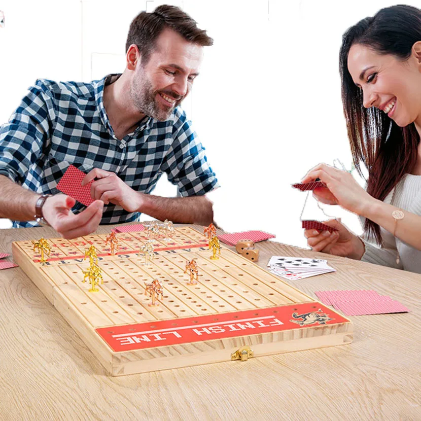 Wooden Horse Racing Board Game with Metal Pieces for Family Party  Boardgame Desktop Gaming Horse Racing Board Game