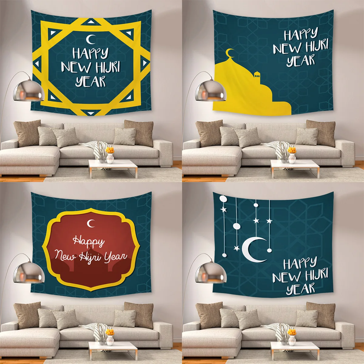 Happy Eid Mubarak новый год гостиная спальня диван стол фон домашний декор гобелен настенное крепление