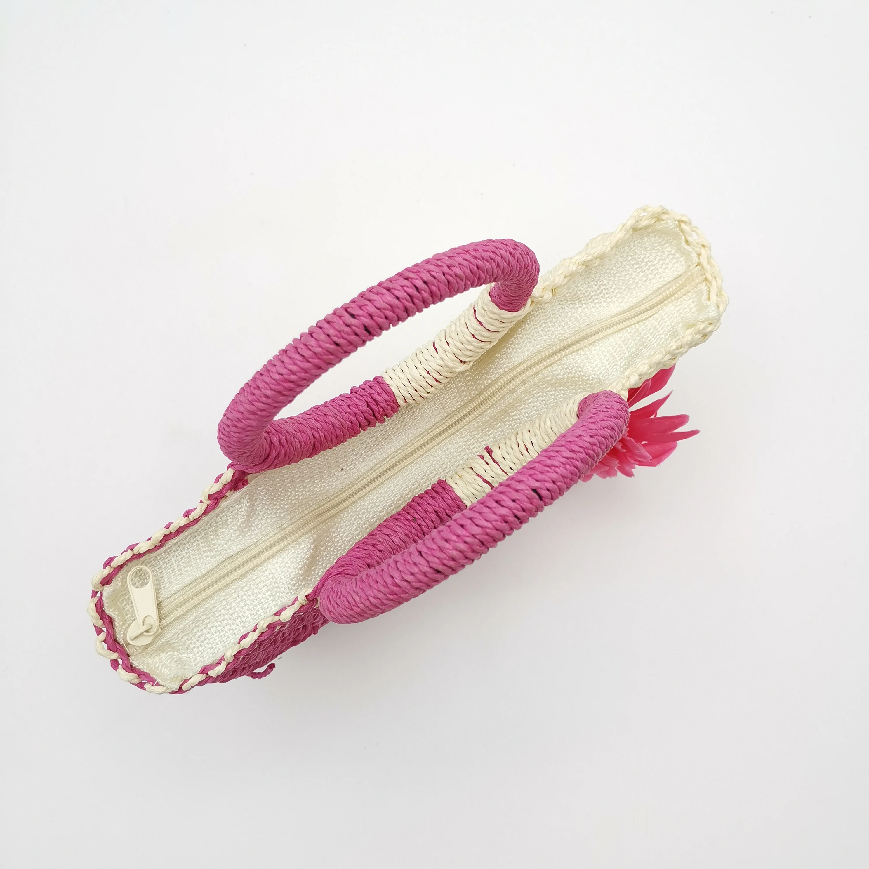 Mini Straw Tote Bag Summer Beach Bag Handmade Straw Woven Handbag with Flower for Kids