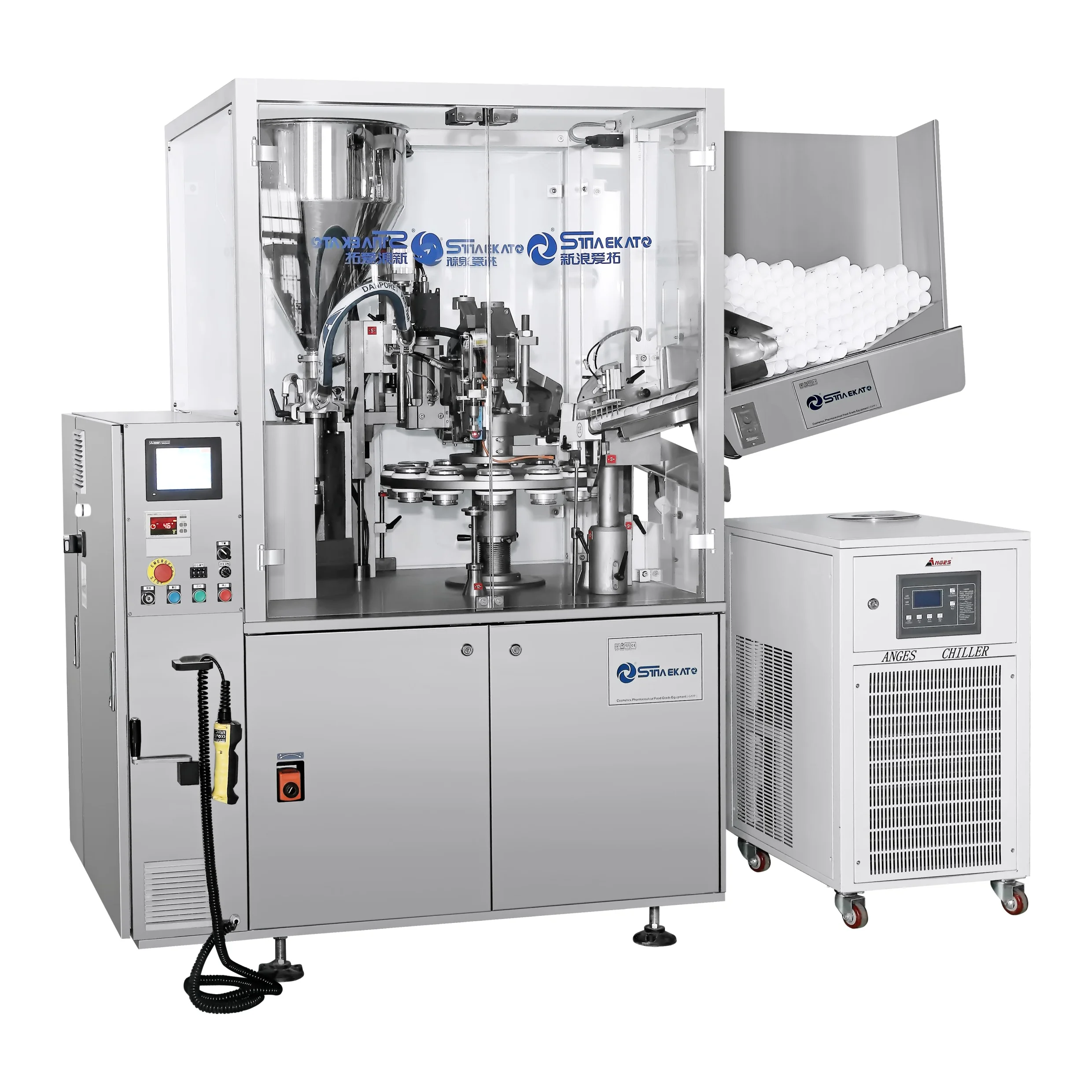 Automatic Tube Filling and Sealing Machine Body Lotion Cream Shampoo Tube Filler from SINA EKATO