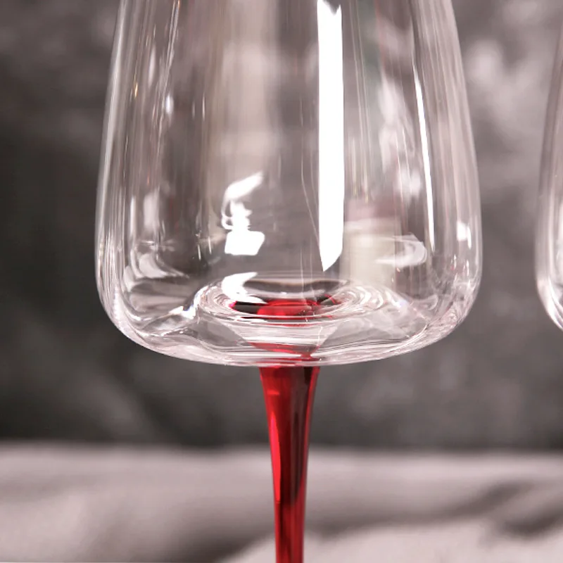 Creative Style Lead-free Hand-blown Italian Style Burgundy Wine Glasses Black Bottom Red Stem Crystal Red Wine Goblet Cup