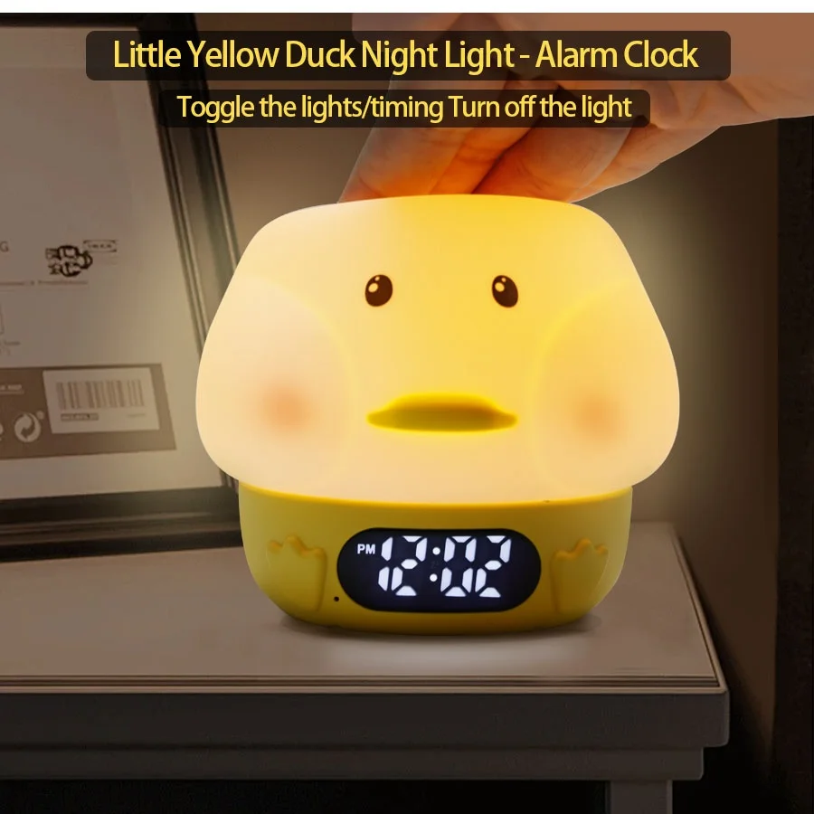 1pc new duck night light alarm clock, date/temperature conversion display, can switch light color