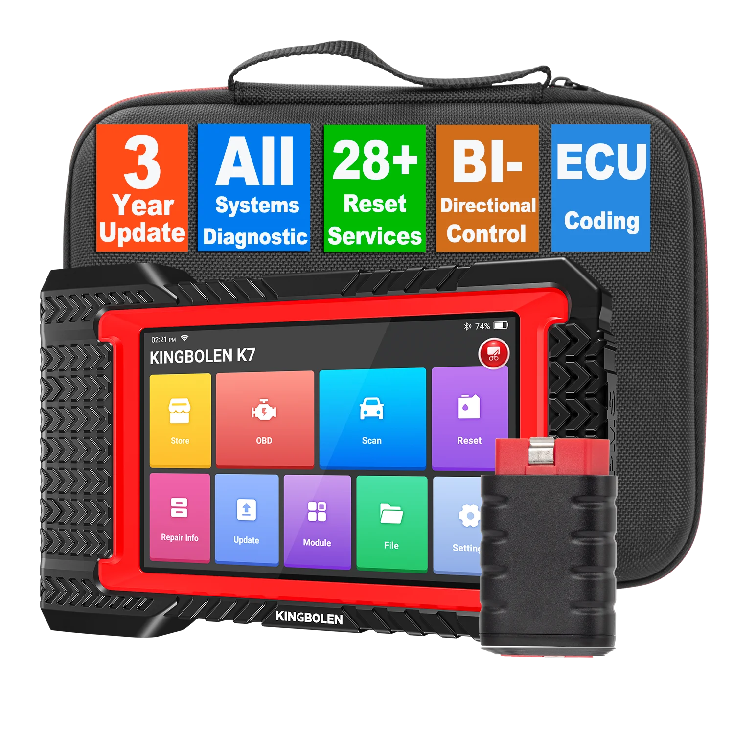 Kingbolen K7 PK D7 Ecu Coding 36+ Reset Functions Active Test Auto VIN Obd2 Scanner Car Diagnostic Machine Tool For All Cars