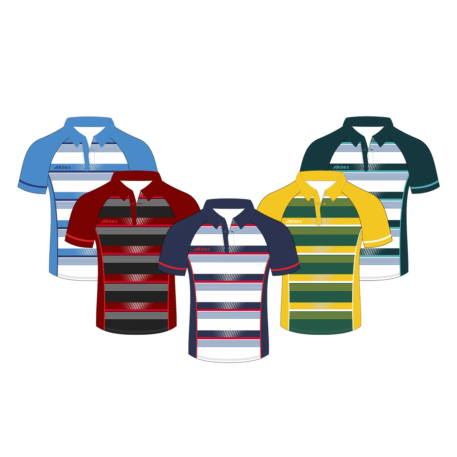 Akilex wholesale custom rugby jersey 100% polyester breathable rugby wear anti-bacterial rugby uniform with high quality