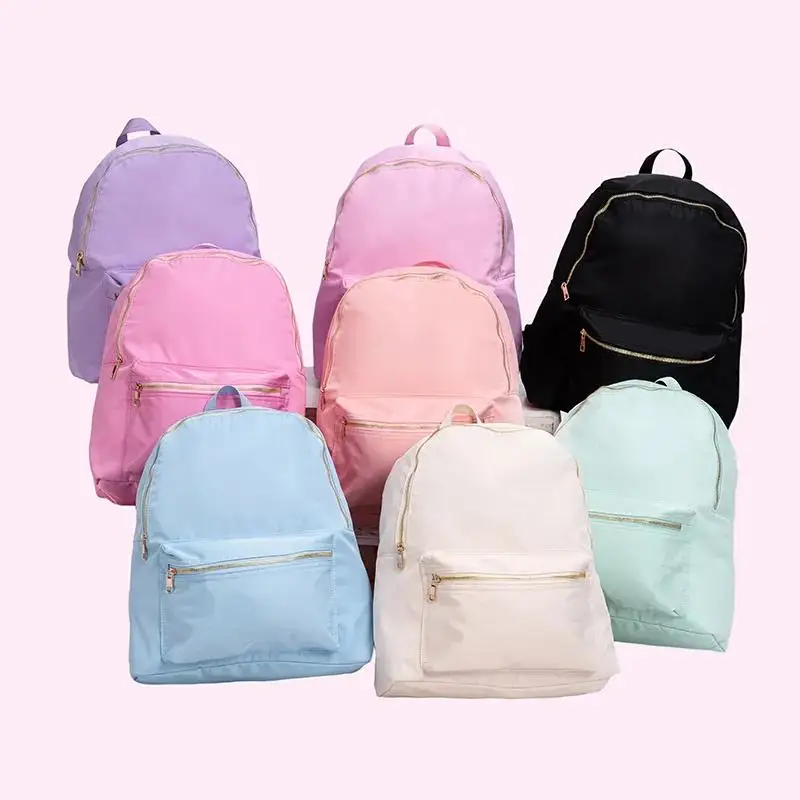 STONY CLOVER Waterproof Kids Students Bag Teenager School Bags Candy Color DIY Patch Nylon Outdoor Backpack for Women