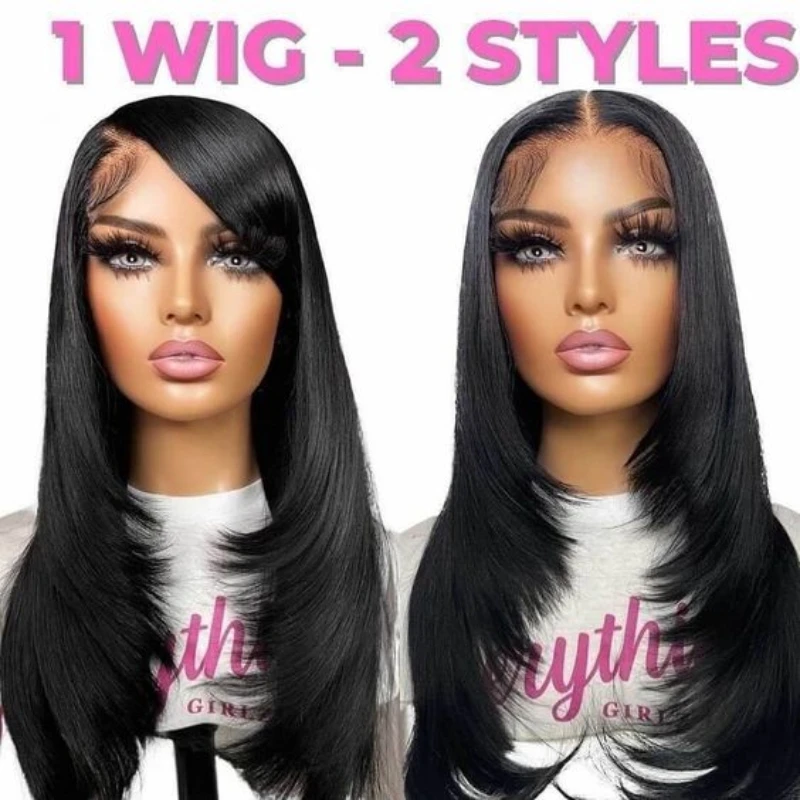 Wholesale Raw Vietnamese Hair Natural Bone Straight Human Wig Butterfly Layer Haircut Realistic 13x4 HD Lace Front Wigs