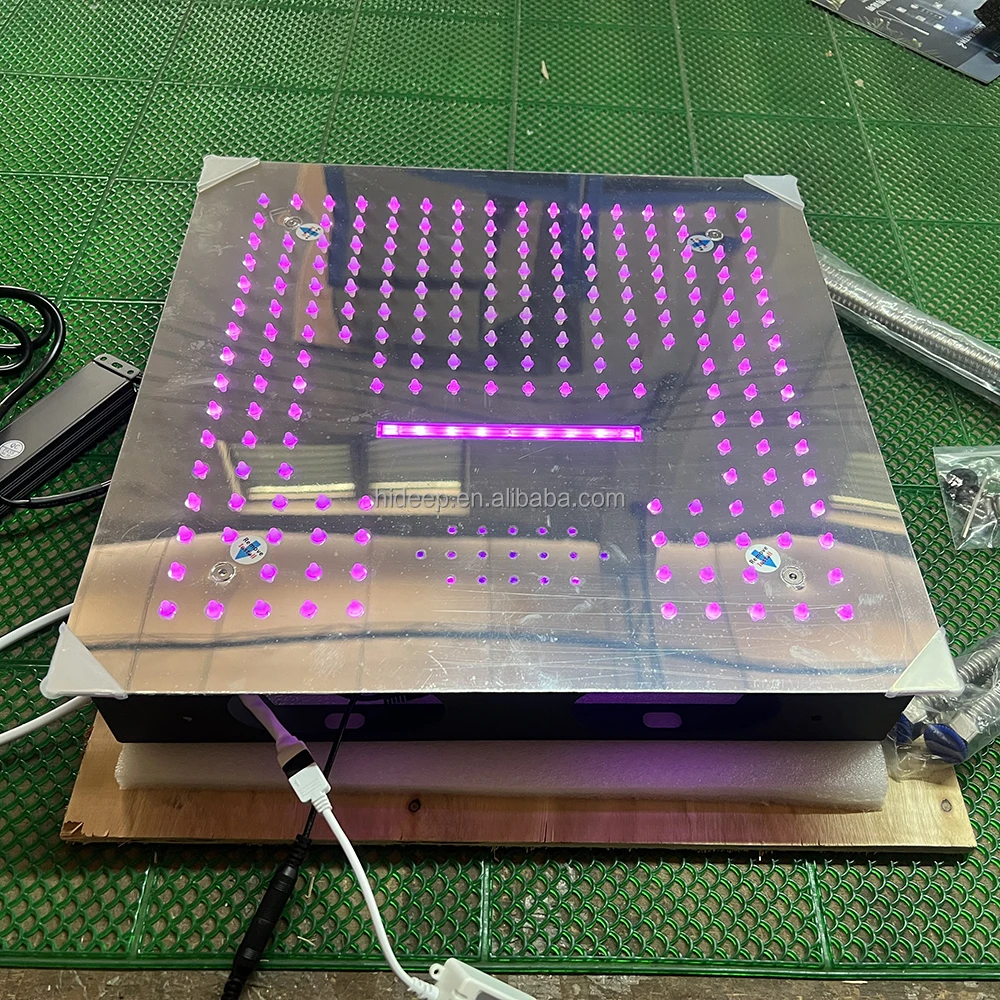 LED Shower Faucet Set Ceiling Embedded 16 Inch Music Speaker Rain and Waterfall Shower Head Hot Cold Touch Main Body