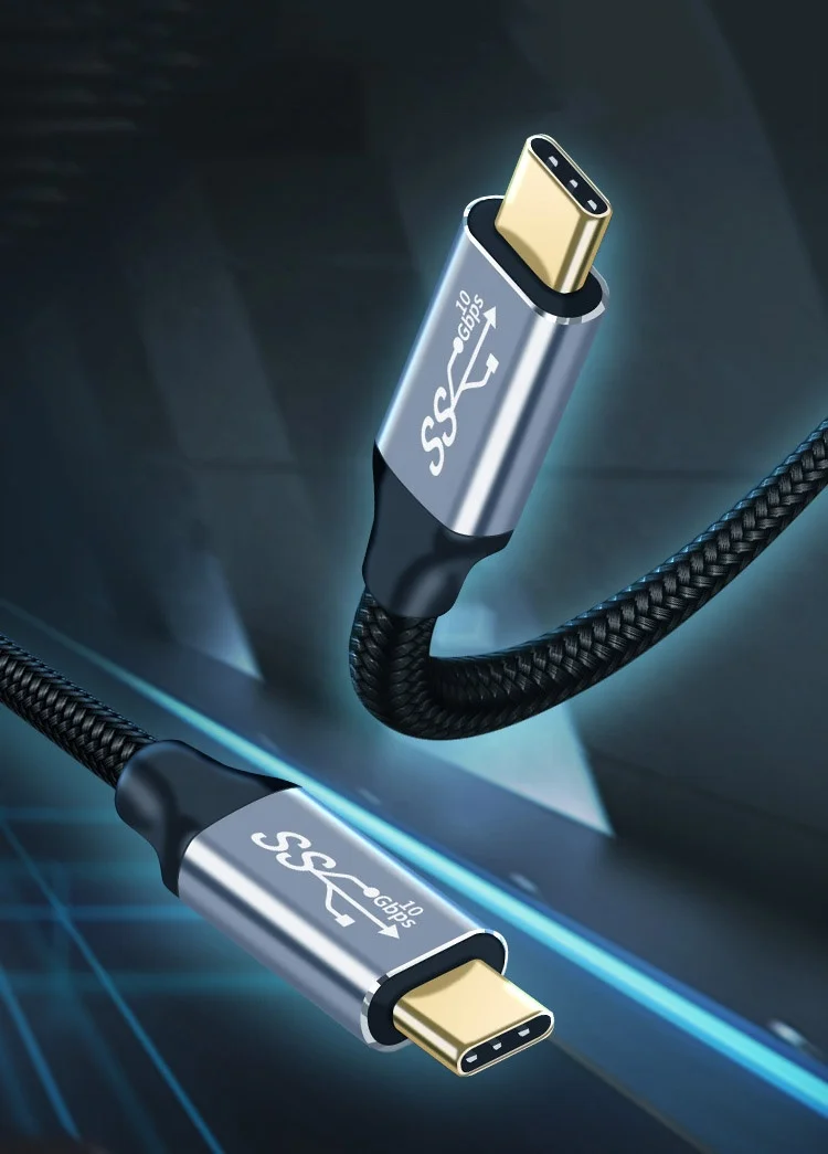 Gold Plated USB3.1 Gen2 USB C Cables with 16pin E-Marker chip support PD 100W 10Gbps 4K Full Function
