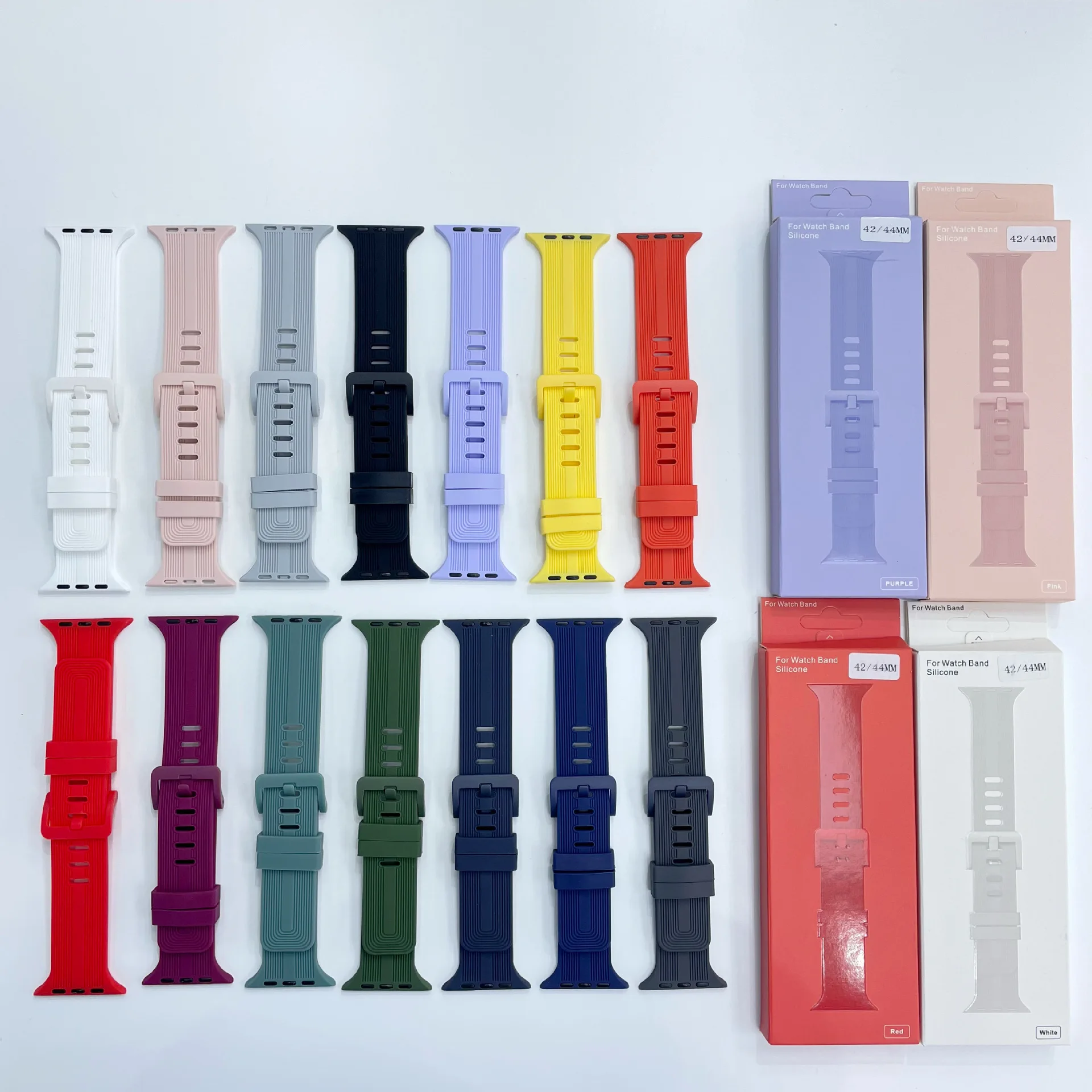 Watch Band Custom Logo Silicone Soft Wide Strap Solid Color 6 5 42mm 45mm for Iwatch Sport OEM ODM Custom Designs 1pcs/opp Bag