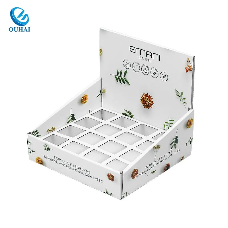 Free design custom carton counter top display box Unit paper makeup holder Cardboard eyelash cosmetic paper display holder