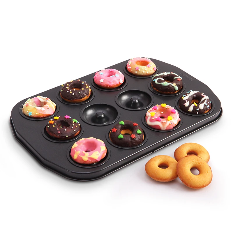 
CHEFMADE 12 Cup Mini Carbon Steel Non Stick Bakeware Baking Tray Cake Mold Donut Pan 