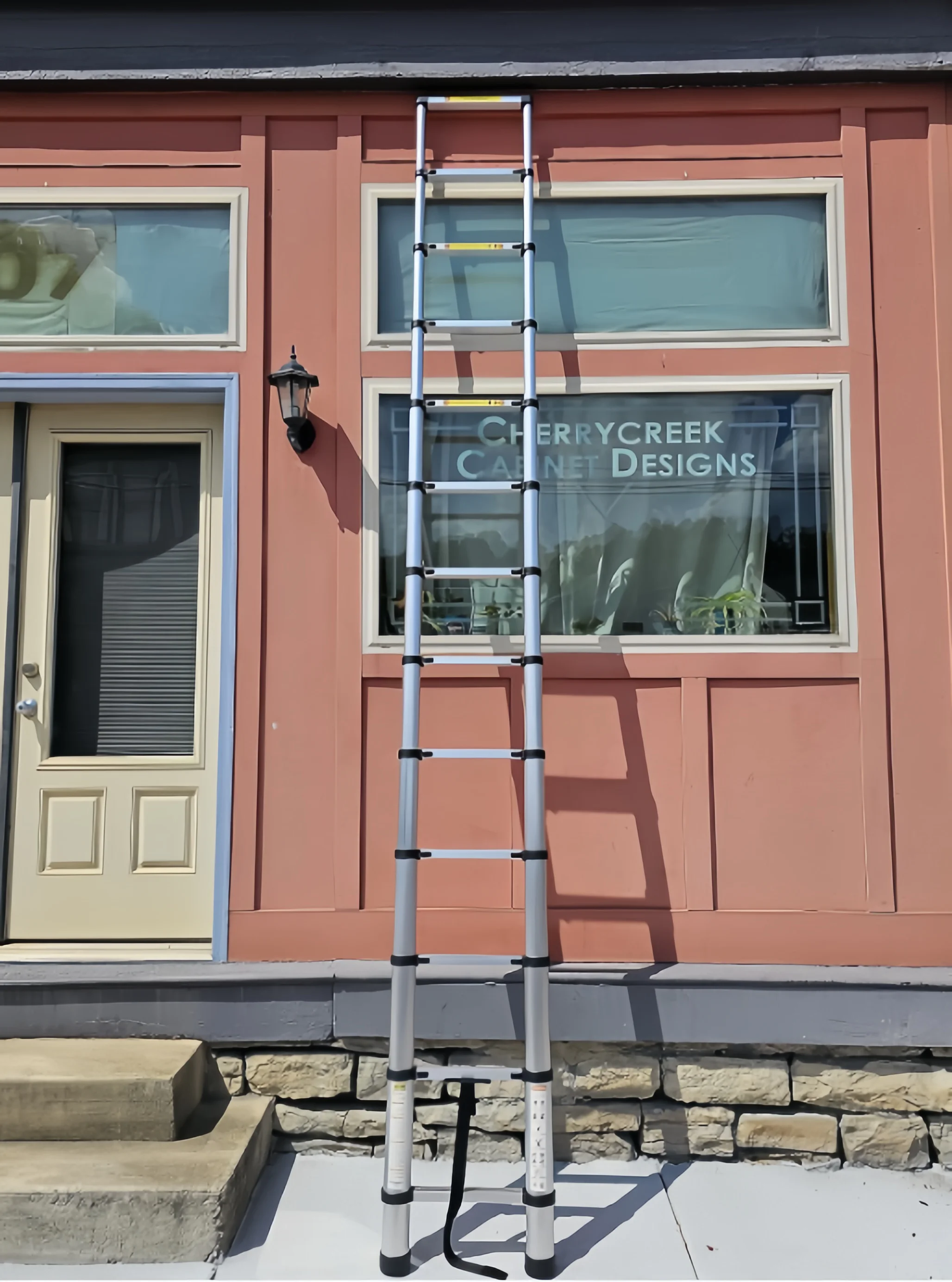 Safety Folding Ladder 8.5ft 2.6m Non-Slip Feet Straight Aluminum Climbing Telescopic Ladder