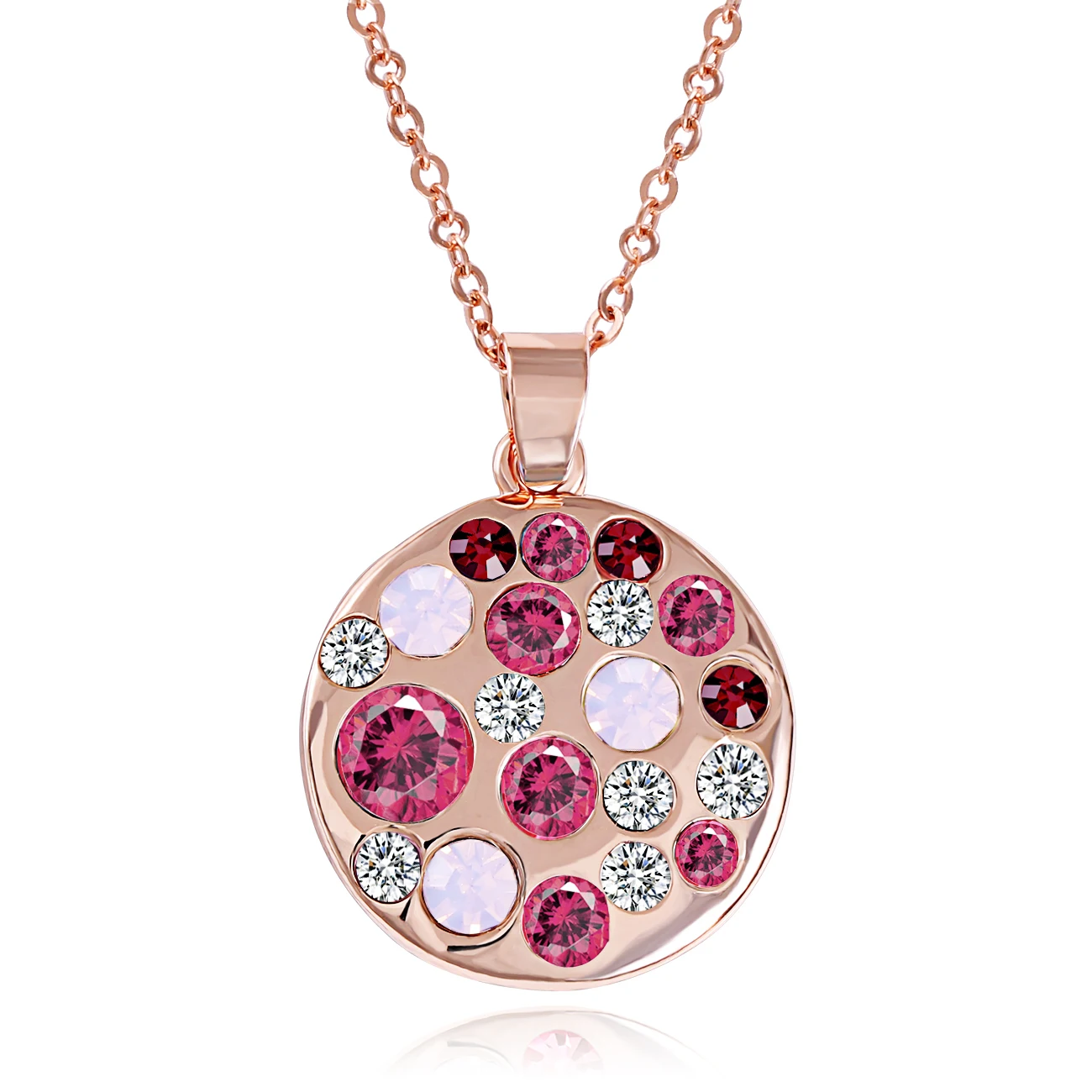 Rose Gold plated Crystal ethnic  round moon multicolor collar chain Pendant  necklaces for women MLY5130