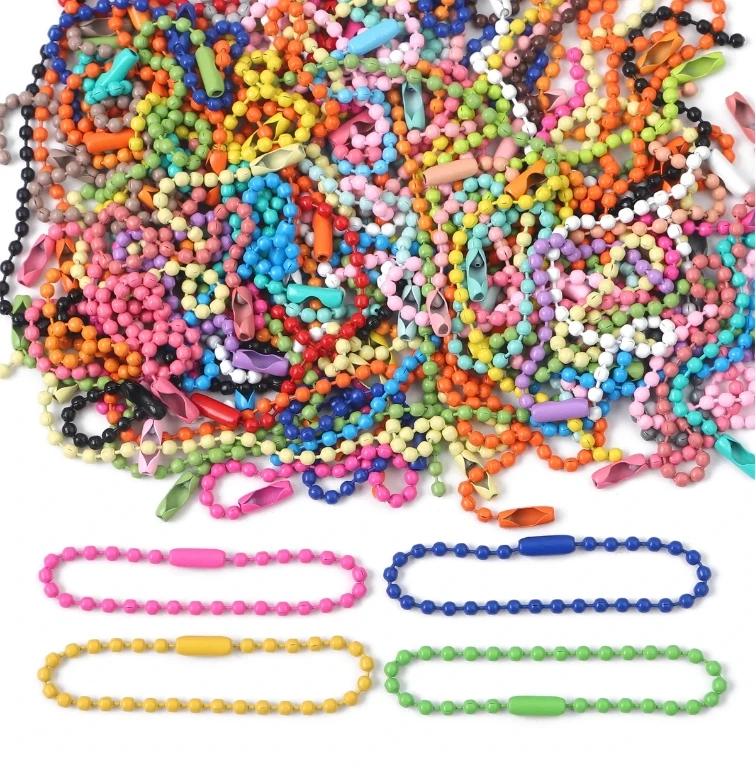 Colorful Ball Bead Chains Fits Key Chain/Dolls/Label Hand Tag Connector For DIY Bracelet Jewelry Making accessories