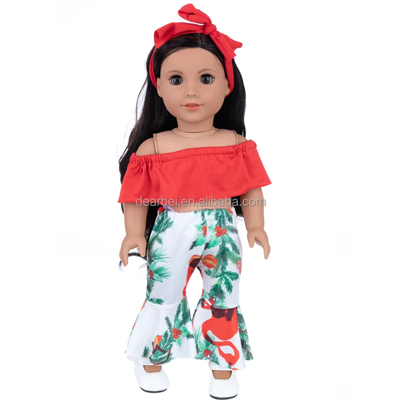New Design American 18 inch girl Shafu doll clothes one line shoulder flare pants fashion change dress baby