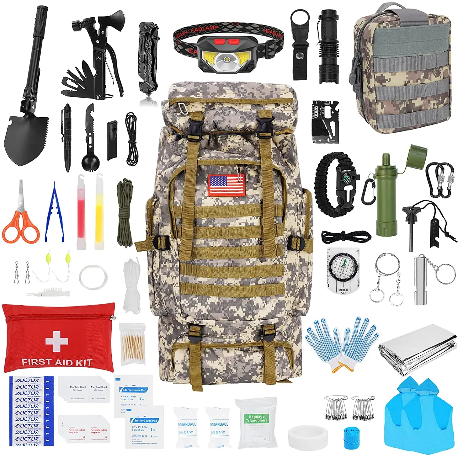 Kongbo Survival Gear Professional Kit and Large Camping Backpack,First Aid Kit for Adventure Outdoor Hiking Accessories