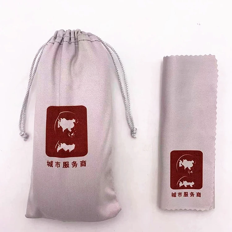 Custom Full Color Printing Microfiber Eyeglasses/ Sunglasses Soft Drawstring Bag