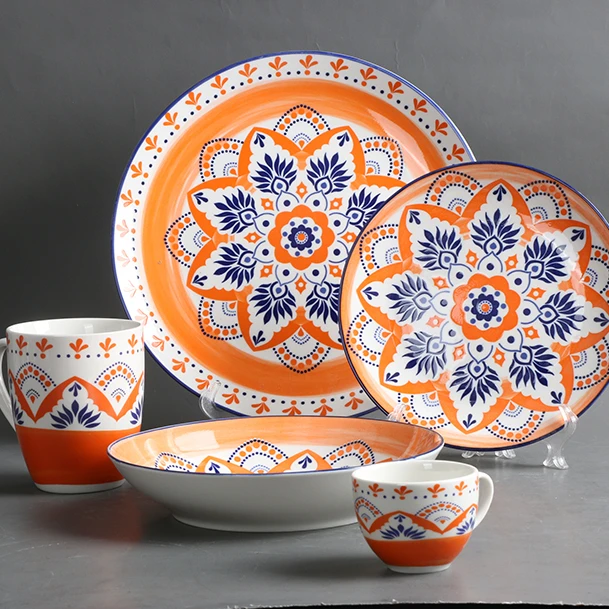 Tableware Custom Logo Printing Pattern Plates Sets Dinnerware Porcelain Ceramic Dinnerware Set