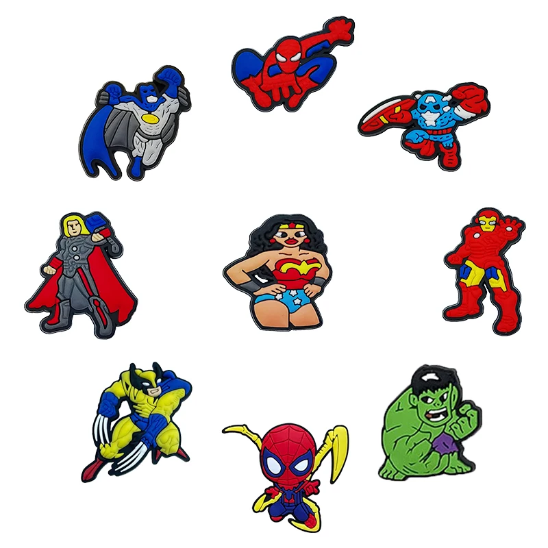 Wholesale super hero shoe accessories alloy shoe buckle metal decoration Marvel Spider-Man Shoe Charms for croc clogs