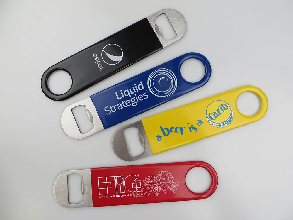 Custom pvc coated painting laser engrave logo stainless steel bar bottle opener blade with sublimation printing
