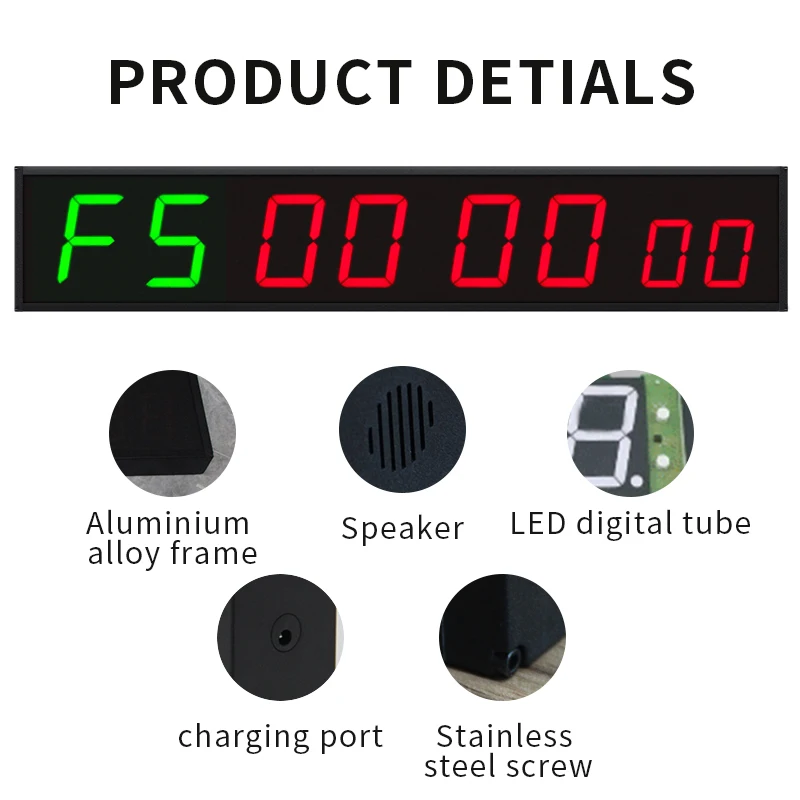 CHEETIE CP022 Programmable LED Crossfit Wall Clock LED Digital HIIT Timer Fitness 8 Digits Interval Timer