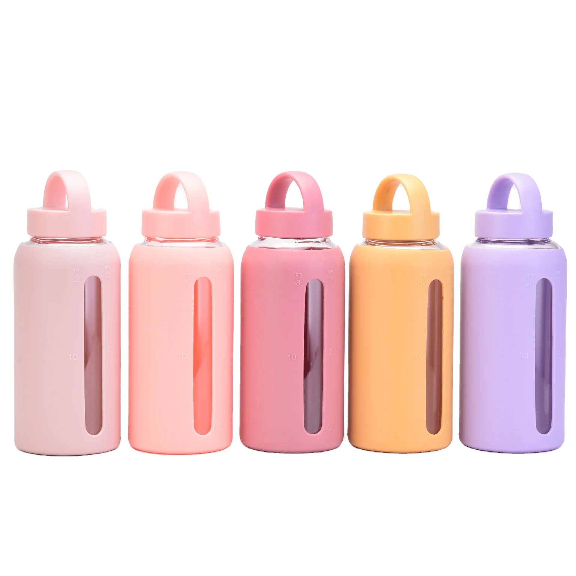 New Design Glass Water Bottle Silicone Sleeve Anti-Corrosion Coating Sport Style Outdoor Gym Camping Travel Hiking Available