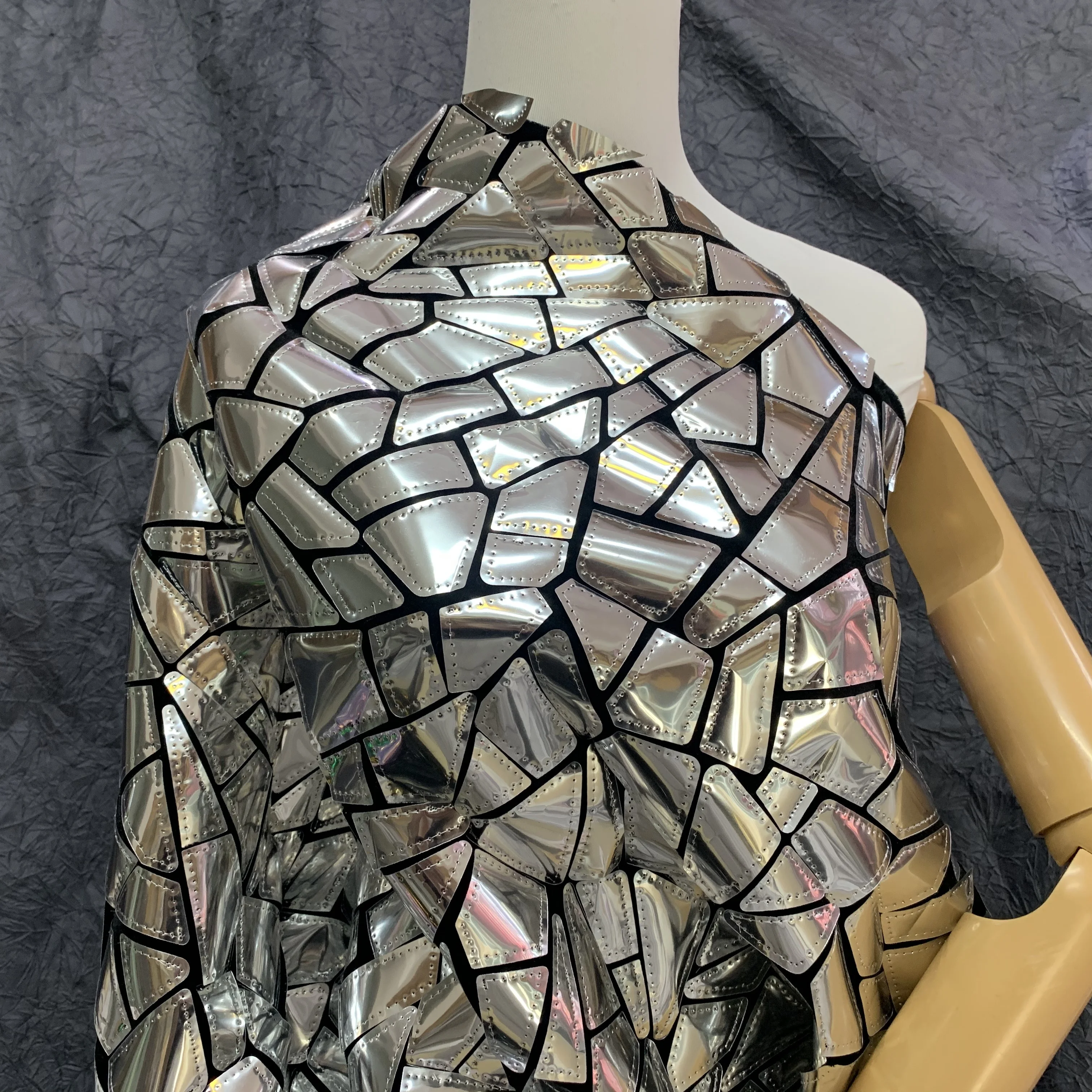 New Fashion Elastic Velvet Spandex Hologram Sequin Velour Fabric Laser Colorful Background for Bags Clothing Accessories Shoes