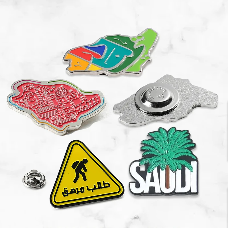 Saudi Arabia National Day Gifts Magnetic Brooch Uae Oman Chief Logos Pin Badge Factory Custom Cheaper Metal Enamel Pins Sau Pins