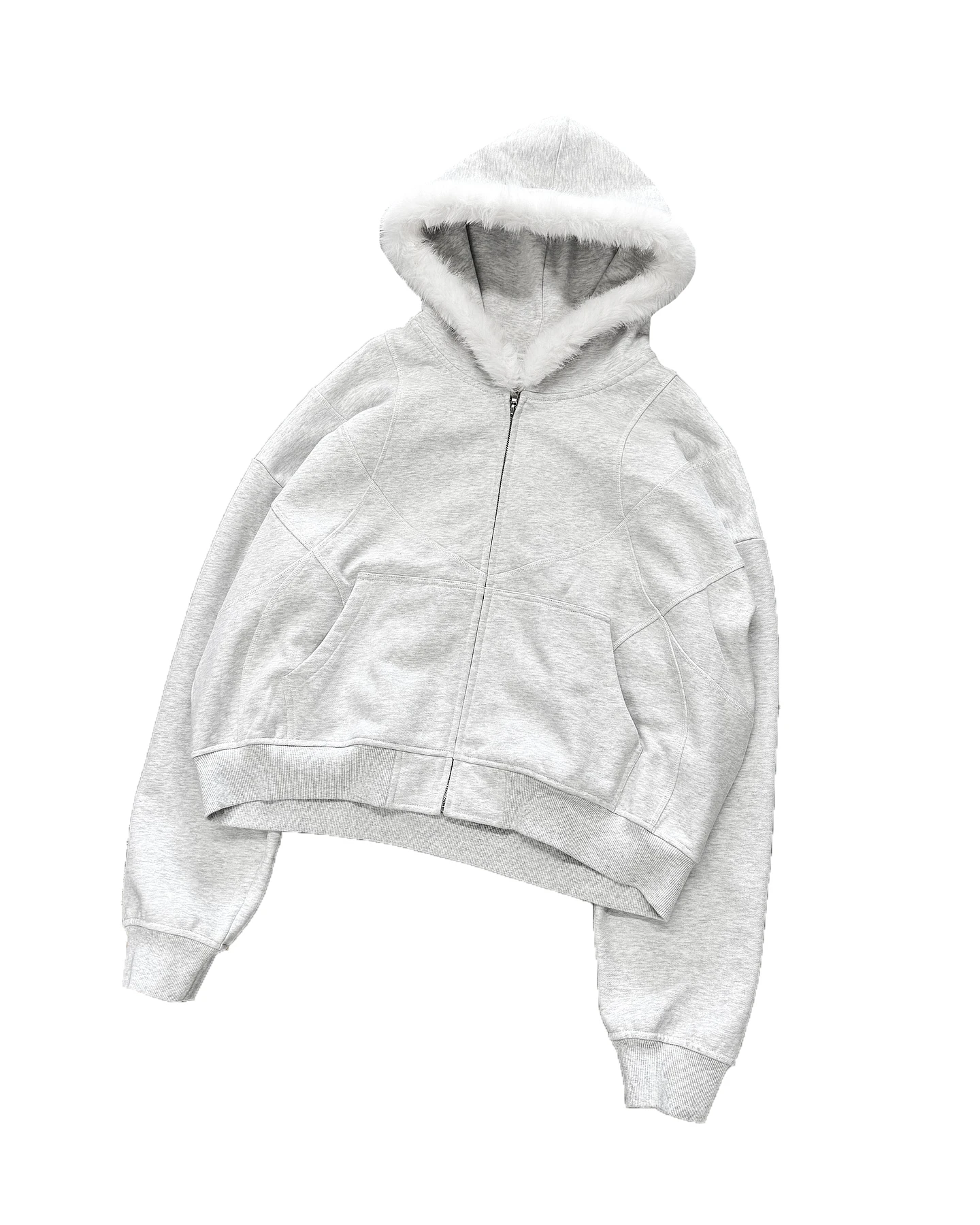 Custom High Quality  Keep Warm Fur Jacket Distress Embroidery Patch Heavyweight Zip Up Fur Hoodies Men