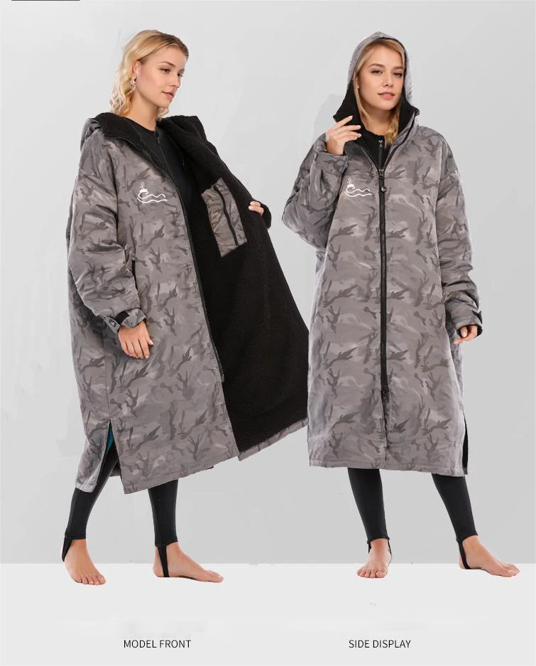 Custom Women and Men Waterproof Dry Surf Beach Swim Parka Coat Change Robes Poncho Changing Robe For Adult