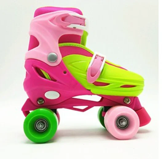 
Wholesale PVC wheel and 4 wheels kids quad roller skating shoes with LED flashing land roller skates for sale 