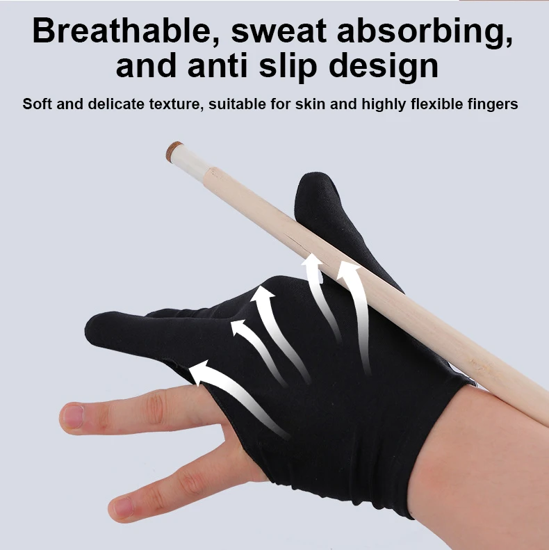 Anti-wear 3 Fingers Open Left Hand Snooker Pool Table Player Billiard Cue Gloves