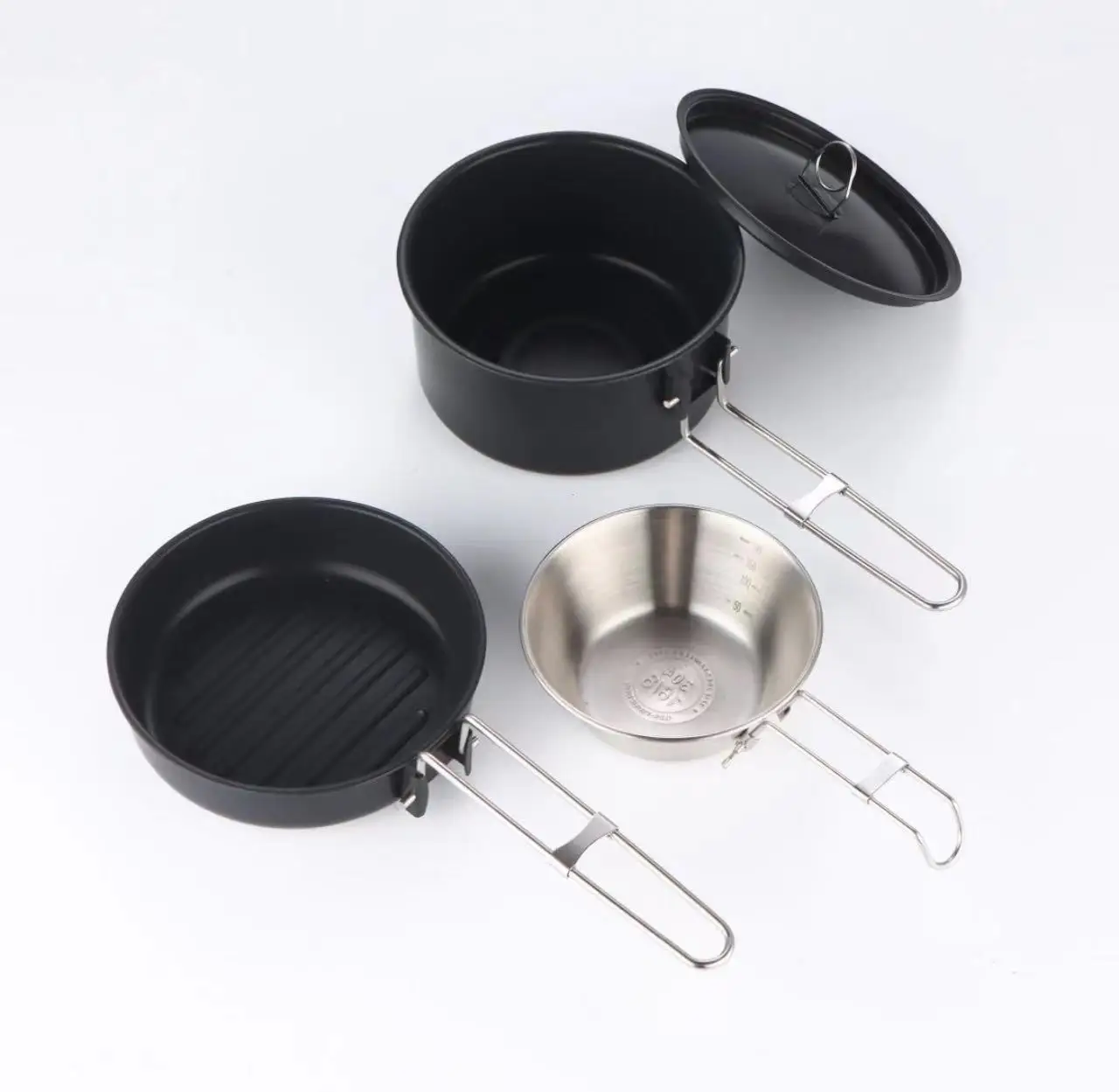 High Quality New Wholesale Nonstick Cookware Camp Pan Sets With Soft Touch Handle Die Cast Kitchenware Set