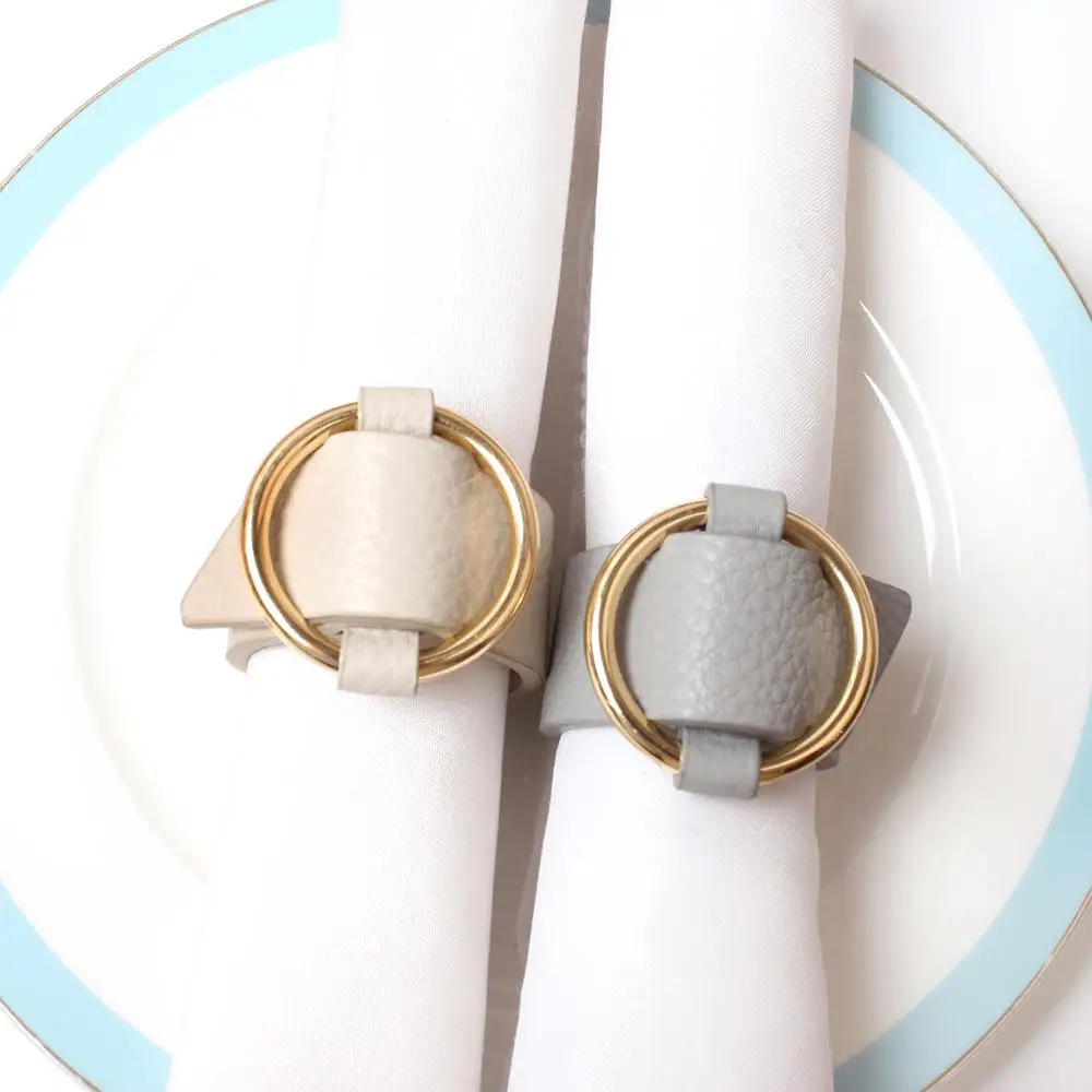 Wholesale China Manufacturer Creative New Design PU Belt Napkin Buckle Hotel Wedding Table Decoration Paper Leather Napkin Ring