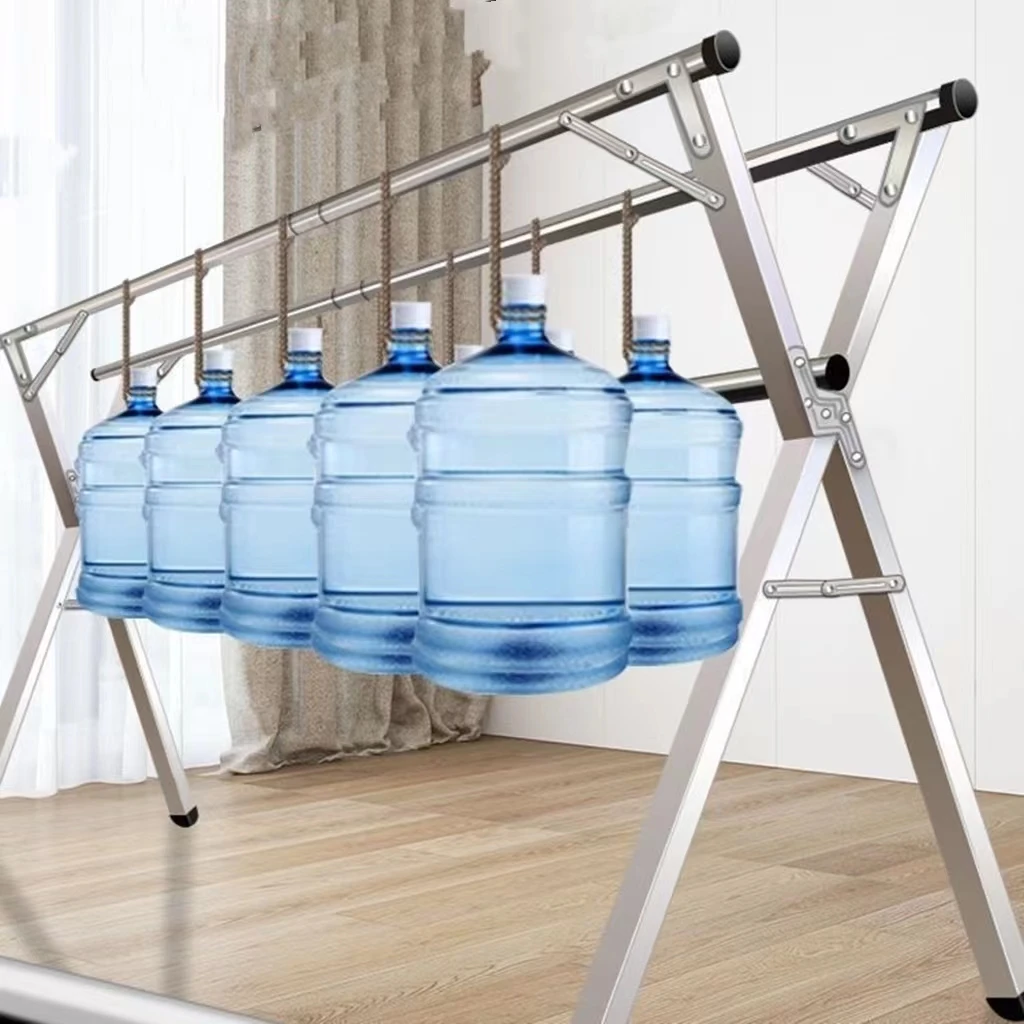 Double pole X Type Outdoor Folding Clothes Drying Rack Hanger Indoor steel clothes bedroom display rack