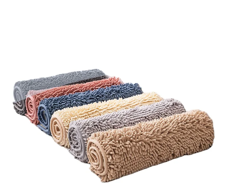 Washable Bath Rug Anti Slip Fast Drying Bath Mat Chenille Rug Floor Mat  Online customization floor foot mat