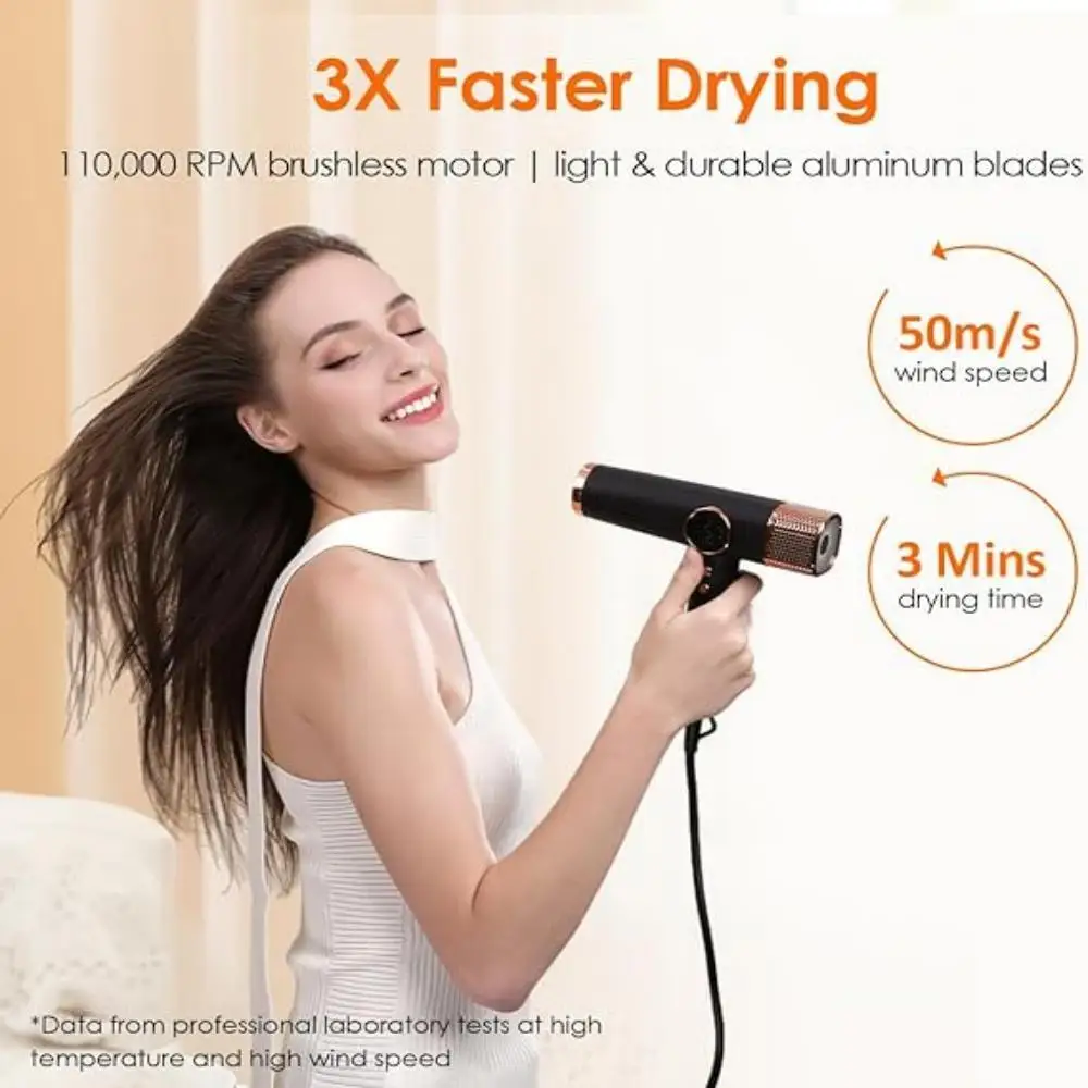 2000W Professional High Speed Ionic Blow Dryer 110000RPM Powerful hair dryer Fast Drying Lightweight Compact bldc Hairdryer