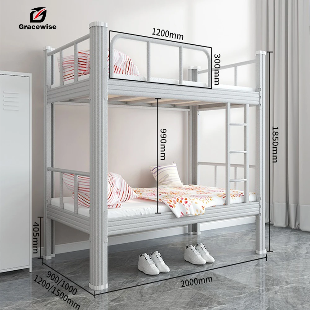 Gracewise Manufacturer Cheap Bedroom Furniture Multi-Function Storage King Size Sofa Bottom Wheels Bed Double Deck Bunk Steel Be