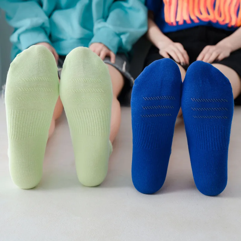 Wholesale summer cotton grip neon colorful low cut short socks for women