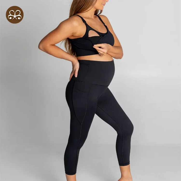 Custom High Quality Nursing Bra Women Fitness Black Plain Breastfeeding Maternity Sports Bra