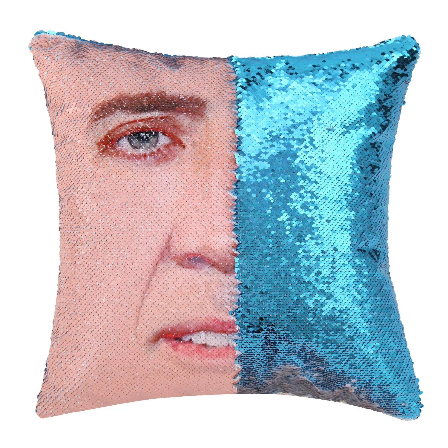 Amazon Hot Sell Sublimation Nicolas Cage Mermaid Pillow Case Cover reversible Sequin Pillowcase Cushion Cover for Sofa Christmas
