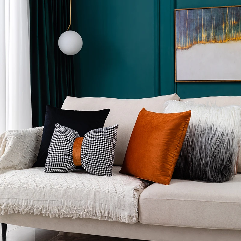 Luxury high quality soft fluffy yarn knit multiple color home decoration pillow case cover