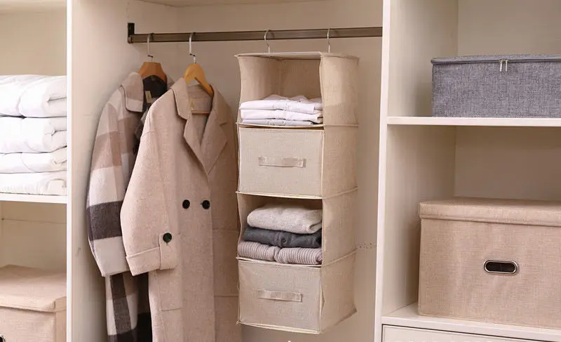 Hanging Dormitory Storage Bag Foldable clothing underwear Organizer Closet Hanging Shelf With Drawer