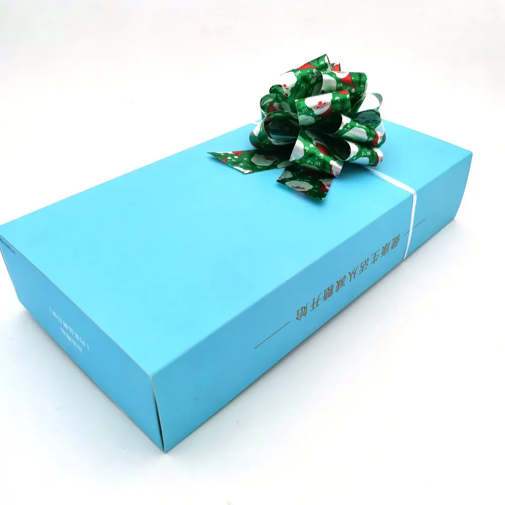 5 inch Christmas Theme Gift Box Wrapping Decorations Drawstring Ribbon Easy Bow Snowman Printed Poly Ribbon POM POM Pull Bow