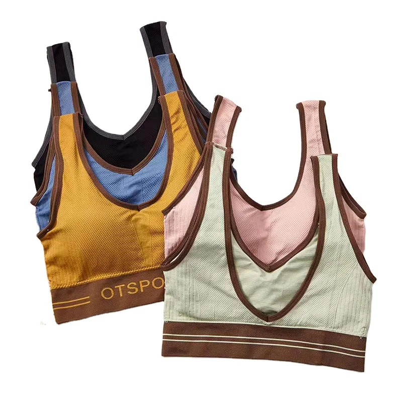 Solid color yoga tube top ladies comfortable seamless beautiful back sports camisole seamless bra