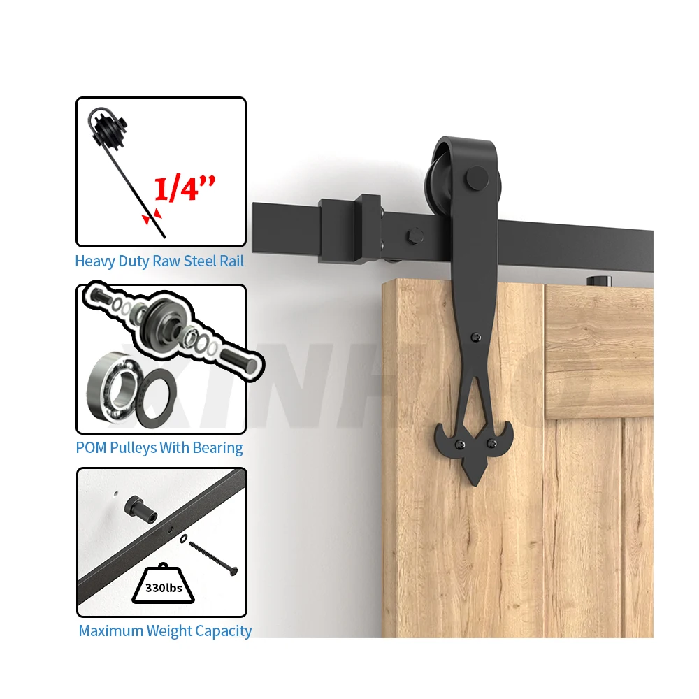 Carbon Steel Wholesale Barn Door Hardware Slide Sliding Barn Doors Hardware Track Rail Iron Accessories for wooden door