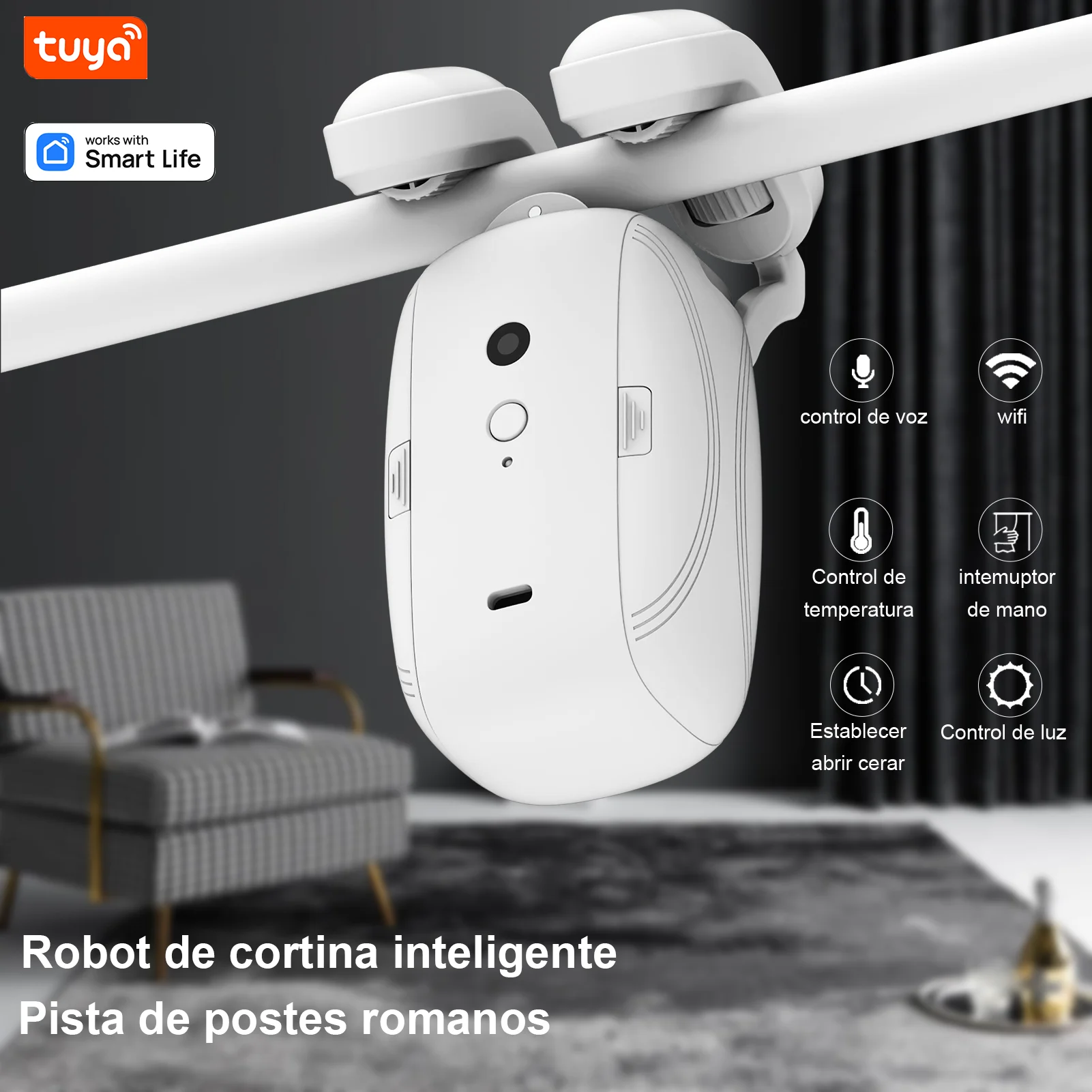 WiFi Smart Curtain Motor Tuya Smart Control Motorized Motor for Indoor Office Electric Curtain