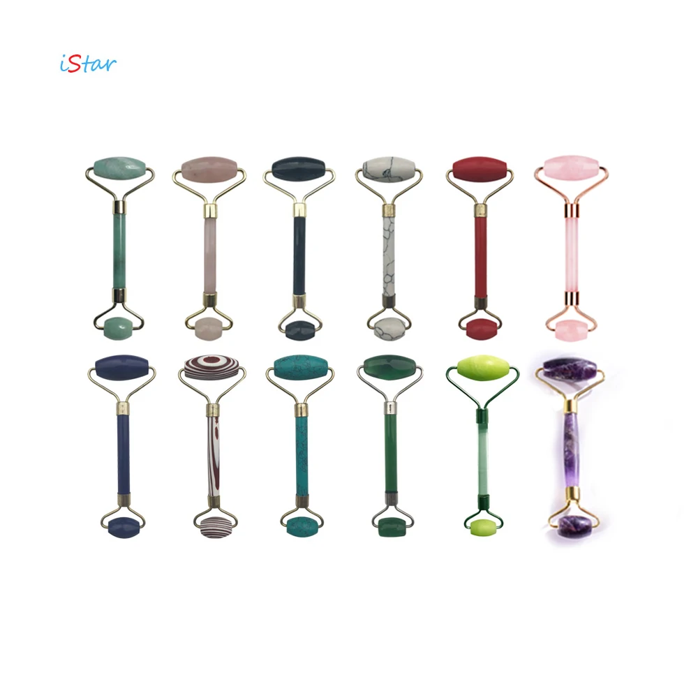 noiseless Face Massage natural stone rose quartz amethyst stones Gua Sha Natural Green jade