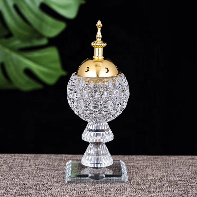 New arrival middle east arabic customized clear crystal incense burner for home decoration