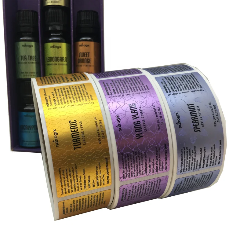 Custom Logo Printing Stickers Roll Personalized Vinyl Adhesive Perfume Essential Oil Bottle Label